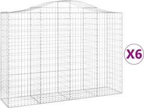vidaXL Coșuri gabion arcuite 6 buc, 200x50x140/160 cm, fier galvanizat