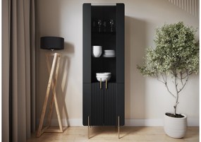 Vitrină Malmi 60 cm - negru mat / picioare aurii