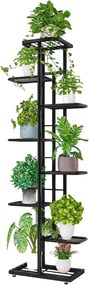Suport ghivece flori BAMIR TIP 4, gri, metal, 44x22x141 cm