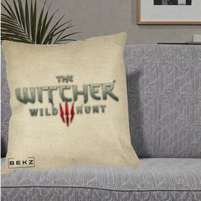 Perna Personalizata The Witcher 3 Wild Hunt, 40x40 cm, Crem, Husa Detasabila, Perna Inclusa, BEKZ®