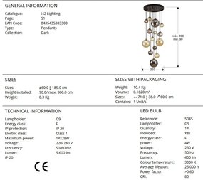 Lustra XXL suspendata cu 14 pendule design modern Dark