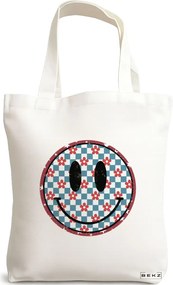 Sacosa de Panza pentru Cumparaturi, Geanta Tote, model Pattern, 38x34.5 cm, Alba, BEKZ®