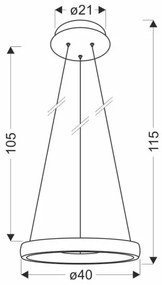 Lustră LED pe cablu HASHIM LED/22W/230V d. 40 cm cupru