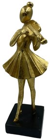 Statueta Femeie cu vioara Clarice 23cm, Auriu