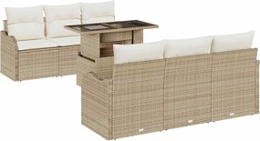 vidaXL Set de canapele pentru grădină 7 pcs Bej 100 x 55 x 73 cm