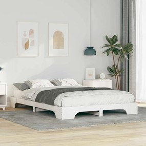 vidaXL Cadru de pat de podea cu depozitare Alb 140 x 210 cm lemn