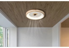Lustra LED cu ventilator si telecomanda GATIAN lemn