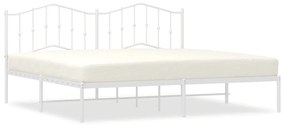 373845 vidaXL Cadru de pat metalic cu tăblie, alb, 200x200 cm