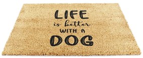 Covoraș de intrare din fibre de nucă de cocos 40x60 cm Life Is Better With a Dog – Artsy Doormats