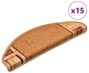 vidaXL Covorașe scări autoadezive, 15 buc., bej, 65x21x4 cm