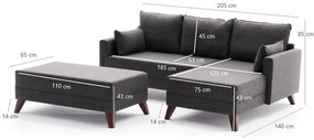 Coltar Extensibil Bella Mini Corner Sofa Right, Antracit