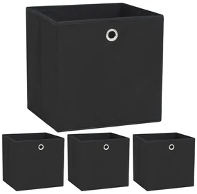 vidaXL Cutii de depozitare, 4 buc., negru 32x32x32 cm material nețesut