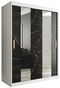 Dulap de haine 150 cm Marbelo P (mat alb + marmură neagră). 1064519