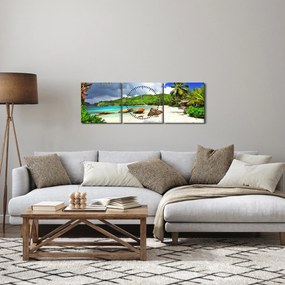 Tablou - Seychelles, plaja Takamaka (cu ceas) (90x30 cm)
