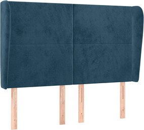 vidaXL Tăblie pat cu urechi albastru închis 147x23x118/128 cm catifea