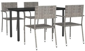 3203298 vidaXL Set mobilier de grădină, 5 piese, gri&negru, poliratan și oțel