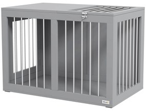 PawHut Cușcă pentru câini Hundebox Cușcă pentru transportul câinilor, 2 uși, blocabile, grilaj din oțel, 80 cm x 50 cm x 56,5 cm, Gri | Aosom Romania