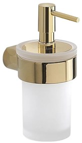 Dozator de săpun lichid alb/auriu de montat pe perete din sticlă 110 ml Gedy Pirenei – Sapho