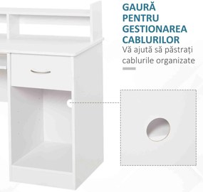 HOMCOM Birou Modern pentru Calculator Spațiu de Lucru Optimizat 104x48x95.5 cm Design Elegant în Alb | Aosom Romania