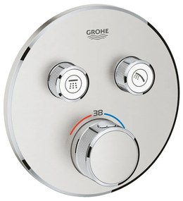 Baterie dus incastrata cu termostat Grohe Grohtherm SmartControl 2 iesiri crom periat Supersteel