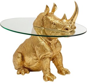 Masa de cafea aurie cu blat de sticla Sitting Rhino 65x49 cm