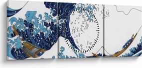 Tablou - Desen japonez, valuri (cu ceas) (90x30 cm)