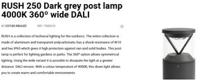 Mini Stalp LED iluminat exterior simetric 360º wide IP65 RUSH 25cm 4000K DALI