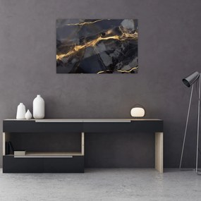 Tablou - Negru - decor auriu (90x60 cm)