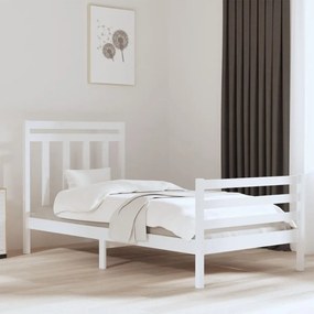 3105306 vidaXL Cadru de pat, alb, 100x200 cm, lemn masiv