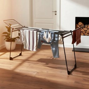 Uscător de rufe Kinghoff KH 2045, 30 m, până la 25 kg, pliabil, oțel, negru