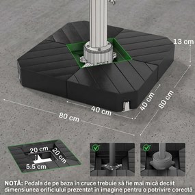 Outsunny Set de 4 Greutăţi pentru Umbrelă din HDPE cu Efect de Lemn, 80x80x13 cm, Negru | Aosom Romania