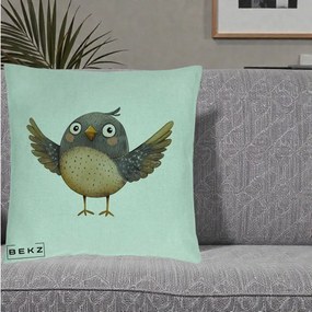 Perna Decorativa Pasare cu Aripi Intinse, 40x40 cm, Verde Menta, Husa Detasabila, Perna Inclusa, BEKZ®