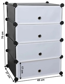 Organizator de pantofi modular, negru   alb, PORET