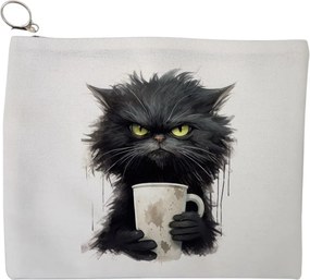 Portfard Cosmetice tip Plic, model Coffee Addict, 23x18 cm, Alb, BEKZ®