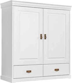 Dulăpior lemn masiv alb Florence, 130 × 50 × 142 cm