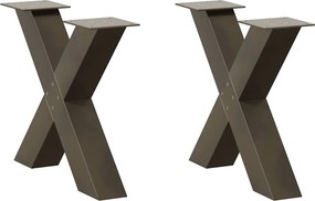 vidaXL Picioare pentru masă de cafea în formă de X, 2 buc., oțel natural, 60 x (42-43) cm