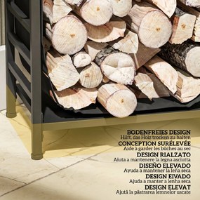 Outsunny Suport de Lemne, cu husă de transport din Oxford 600D, Capacitate 50 kg, 49x34x44 cm, Negru | Aosom Romania