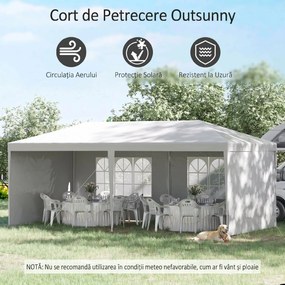 Outsunny Cort Pliabil pentru Grădină, Petreceri și Evenimente, cu Panouri Detașabile, Structură Oțel și PE, 5.85x2.95m, Alb | Aosom Romania