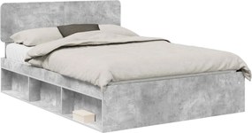 vidaXL Cadru de pat cu headboard Beton 140 x 200 cm Lemn de pin masiv
