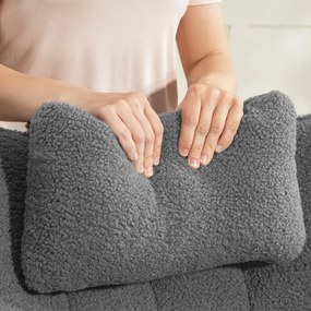 HOMCOM Scaun leagan cu taburet, husă fleece moale, picioare din lemn, pernă, spătar înalt, fotoliu leagan, gri închis | Aosom Romania