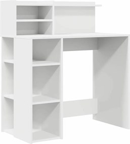 vidaXL Birou cu raft Alb 90 x 48 x 101,5 cm Lemn compozit