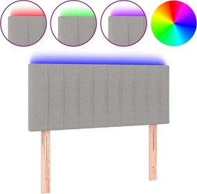 vidaXL Tăblie de pat cu LED, gri deschis, 80x5x78/88 cm, textil