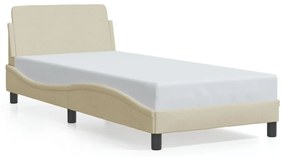 373090 vidaXL Cadru de pat cu tăblie, crem, 90x190 cm, textil
