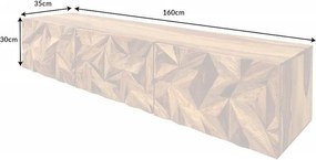 Comoda TV suspendata din lemn de Sheesham cu model 3D Alpine 160cm