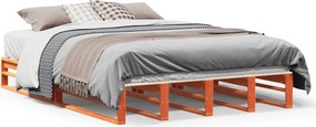 vidaXL Cadru de pat fără saltea, maro ceruit 140x200 cm lemn masiv pin