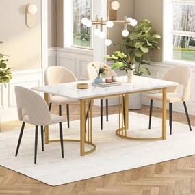 Masă de bucătărie dreptunghiulară cu cadru metalic stabil, Alb | Aosom Romania