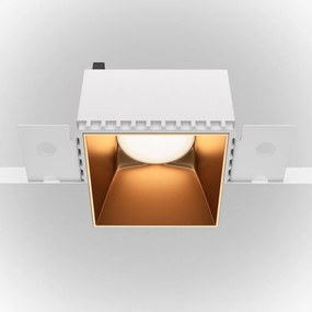 Spot incastrabil design tehnic Share alb, auriu mat 7,5x7,5cm