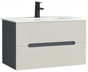 Trent 80 dulap de baie inferior cu chiuvetă ceramică (2 sertare) gri antracit-alb
