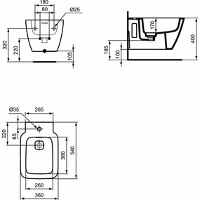 Bideu suspendat Ideal Standard Strada II