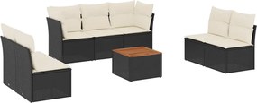 vidaXL Set mobilier de grădină cu perne, 8 piese, negru, poliratan
